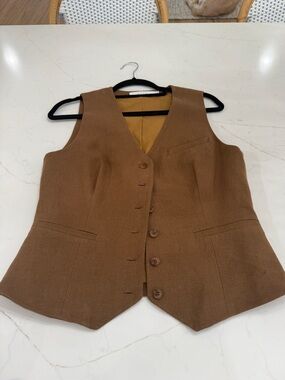 Astr Brown Tailored Button Front Vest